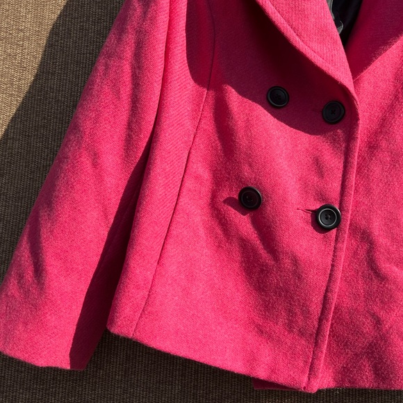 Vintage Merona Pea Coat Wool Blend Pea Coat Jacket Hot Pink 2XL - Picture 3 of 10